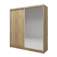 SCHWEBETÜRENSCHRANK Pamela 200 cm mit Spiegel, 2-türig, artisan - Eiche Artisan, Kunststoff (200/216/61cm) - Margaret Hadas24
