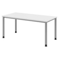 SCHREIBTISCH Serie-H Gestell: Silber 80/160/74 cm in Weiß - Weiß, Holzwerkstoff (80/160/74cm) - bümö