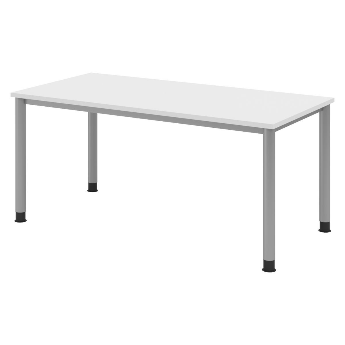SCHREIBTISCH Serie-H Gestell: Silber 80/160/74 cm in Weiß - Weiß, Holzwerkstoff (80/160/74cm) - bümö