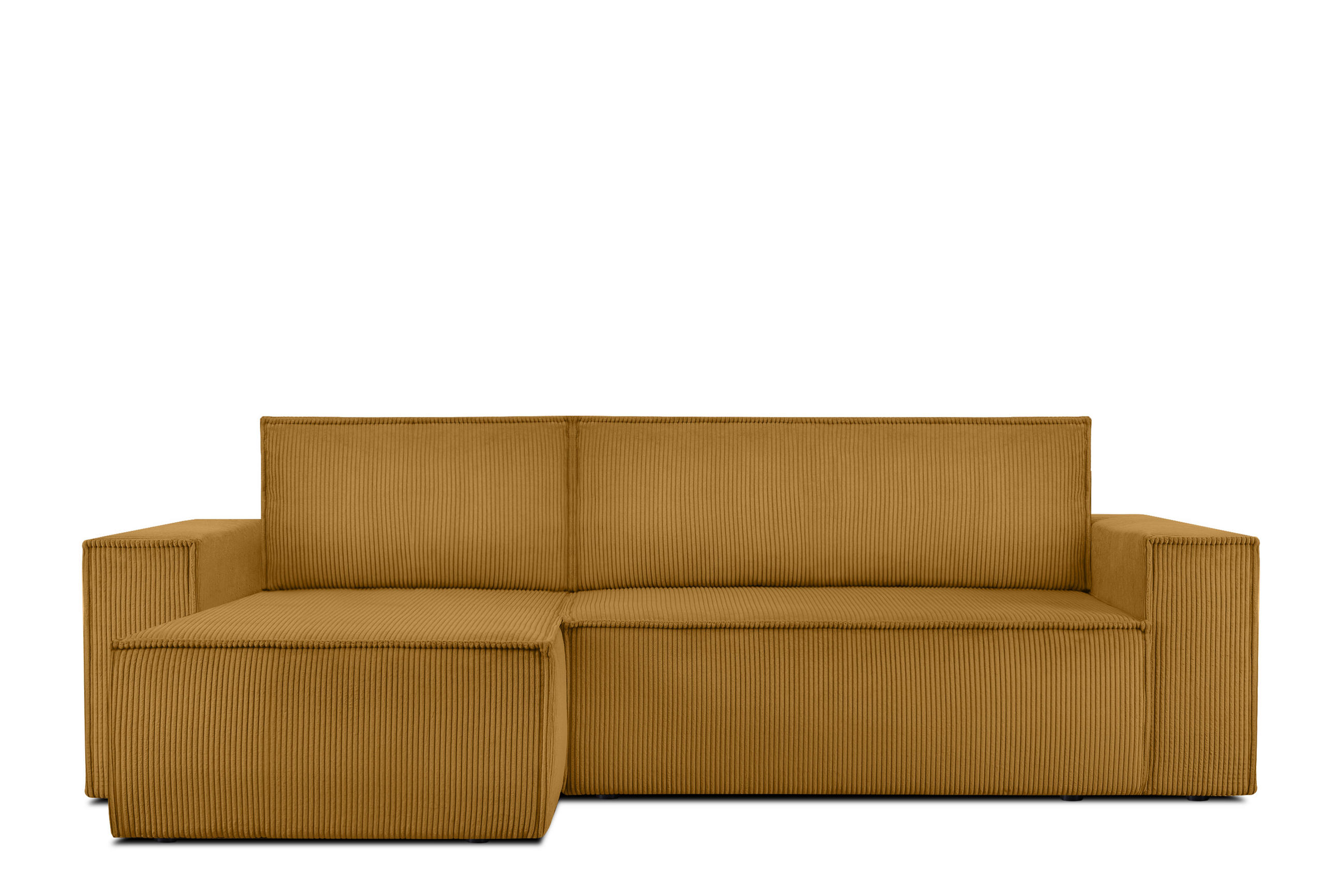 ECKSOFA-LINKS/RECHTS NAPI Schlaffunktion mit Cordbezug, Gelb - Gelb/Schwarz, Textil (262/148cm) - KONSIMO®