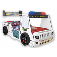 AUTOBETT Firetruck für Kinder 90x200 mit LED Leuchte und Lattenrost - Weiß, Holzwerkstoff (90/200cm) - Aileenstore