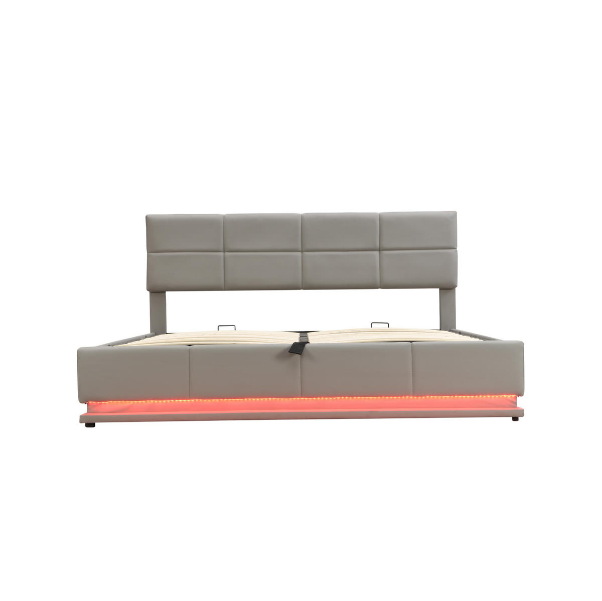 POLSTERBETT mit LED-Beleuchtung 180/200 cm mit Bettkasten in Hellgrau - Grau, Kunststoff (180/200cm) - BEAOK