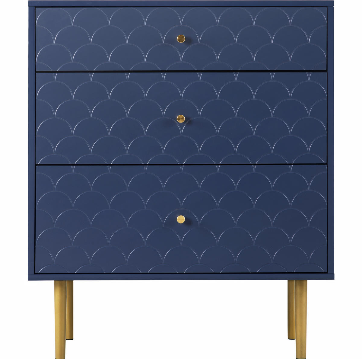 KOMODA s 3 predali v mornarsko modri barvi, 75/89 cm - temno modra, les (40/89/75cm) - OKMYHOME