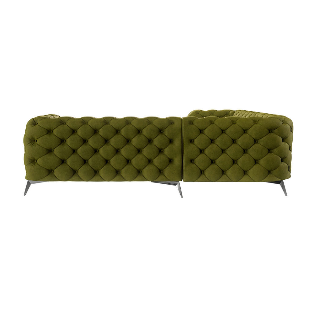 Thumbnail - S-Style Möbel Ecksofa, Olivgrün, Textil, Echtholz,Buche, Birke, Füllung: Polyetherschaumkern, Eckteil,L-Form, 264x264 cm...