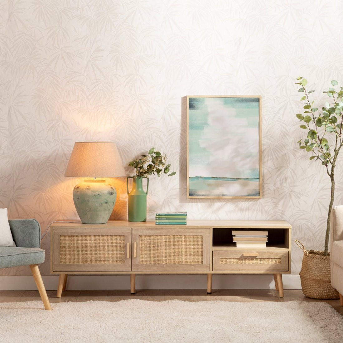 TV-ELEMENT Tahiti Natürlich 160 cm x 50 cm - Naturfarben, Holzwerkstoff (160/50/40cm)