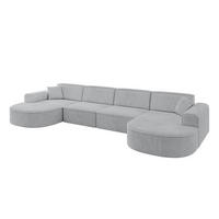WOHNLANDSCHAFT MARI-U2 - 380x163x73,5 cm Grau Cord - Schwarz/Grau, Holzwerkstoff/Kunststoff (380/73.5/163cm) - ALTDECOR