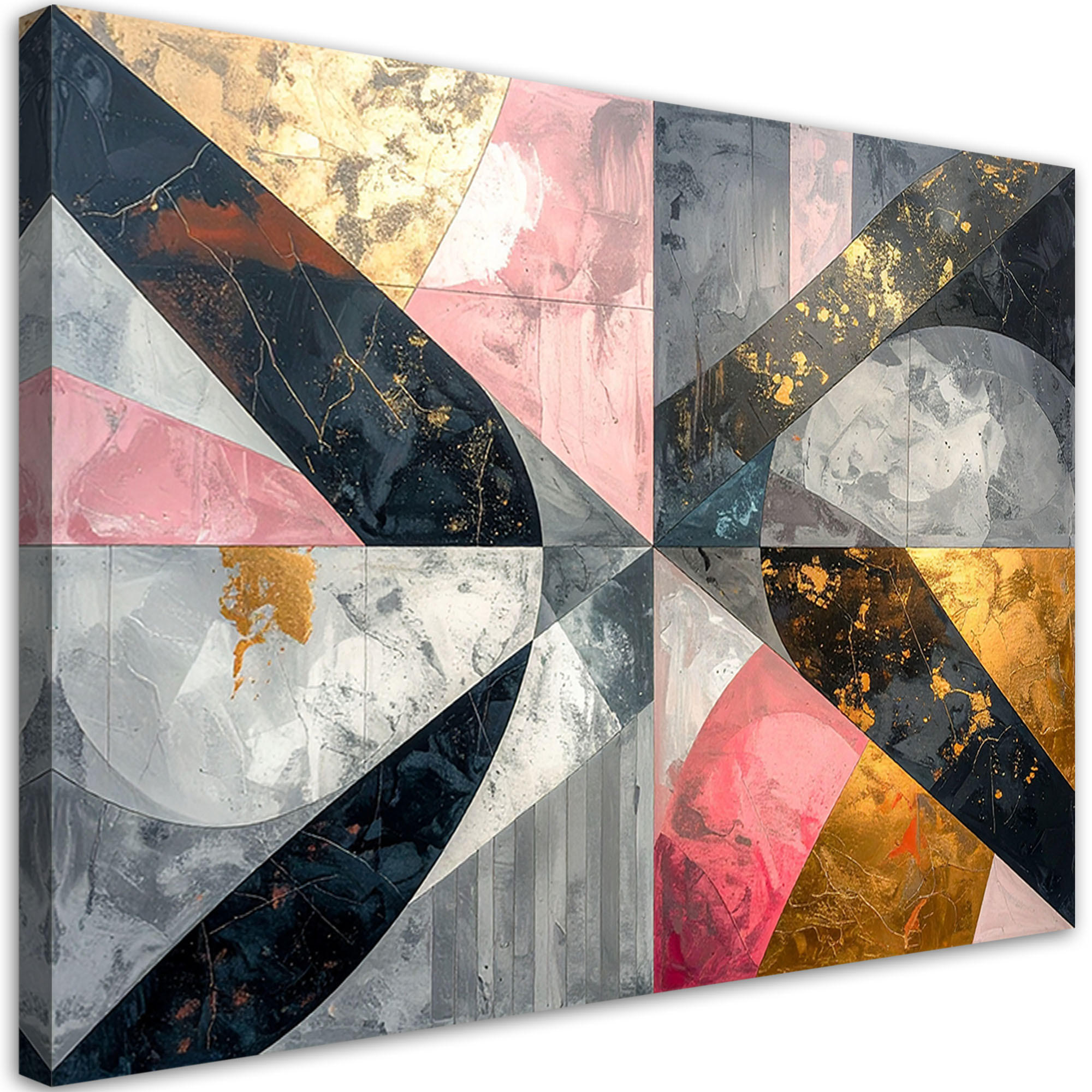 BILD auf Leinwand, Geometrische Abstrakt Grau Rosa - Rosa, Textil (60/40cm) - Feeby