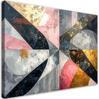 BILD auf Leinwand, Geometrische Abstrakt Grau Rosa - Rosa, Textil (30/20cm) - Feeby