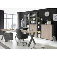 BÜROMÖBEL Mister Office in Graphit und Eiche Sägerau 6 teilig - Grau, Holzwerkstoff (120/80/200cm)