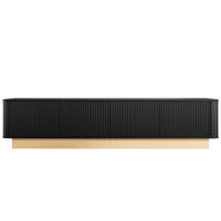 TV-LOWBOARD Luxus-Rillen-Design & abgerundete Ecken - Schwarz, Holzwerkstoff (200/47.5/40cm) - Urban Meuble