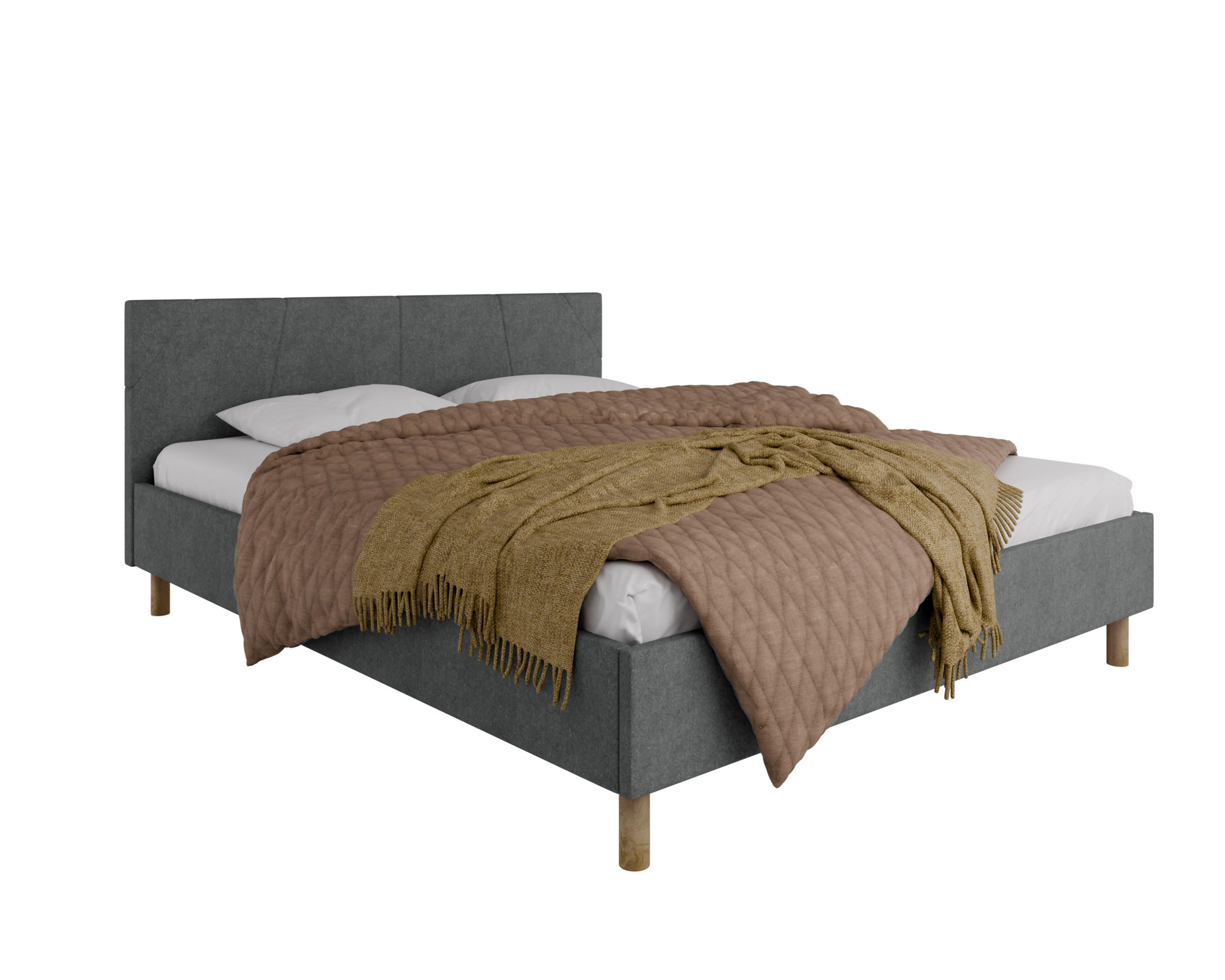 POLSTERBETT ALMORE 160x200cm, ohne Matratze, grau - Grau, Holz - Homesy