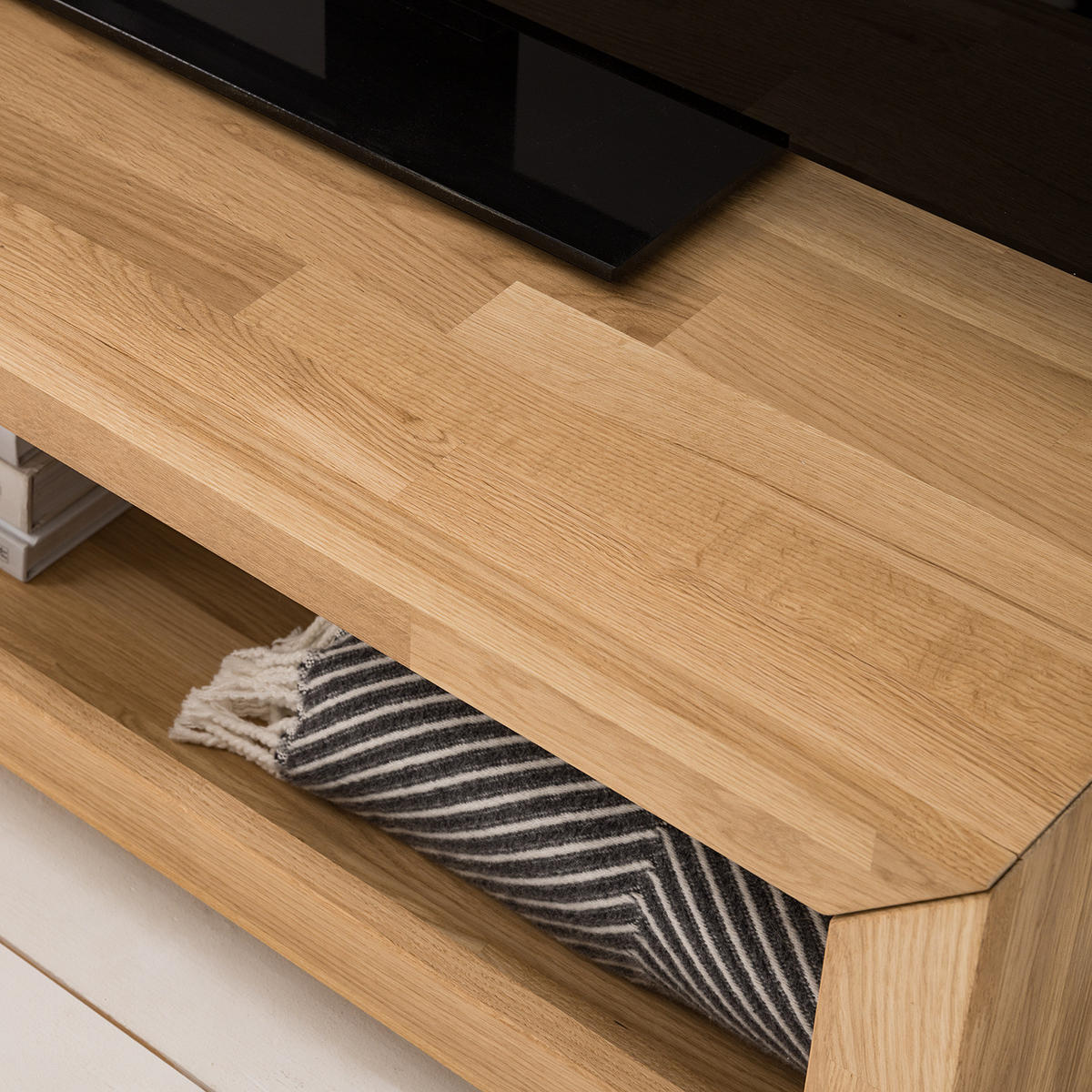 TV-LOWBOARD - Massivholz - Eichefarben, Holz (100/35/50cm) - home24