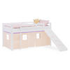 HOCHBETT 90/200 cm in weiß Rutsche Bettvorhang peach - Lila/Weiß, Holz/Textil (90/200cm) - Homestyle4u