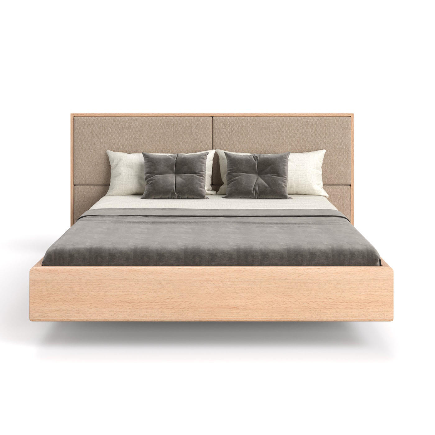 MASSIVHOLZBETT schwebend Dome aus Buche 180x220 cm, Storm 06 - Beige/Buchefarben, Holz (180/220cm) - Danzz