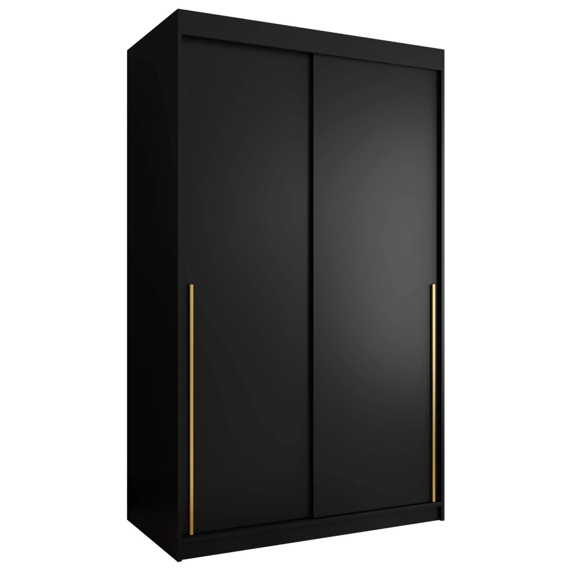 SCHIEBETÜRENSCHRANK 120 cm Breite, Schwarz mit goldenem Griff - Goldfarben/Schwarz, Holzwerkstoff (120/200/62cm) - Home Collective
