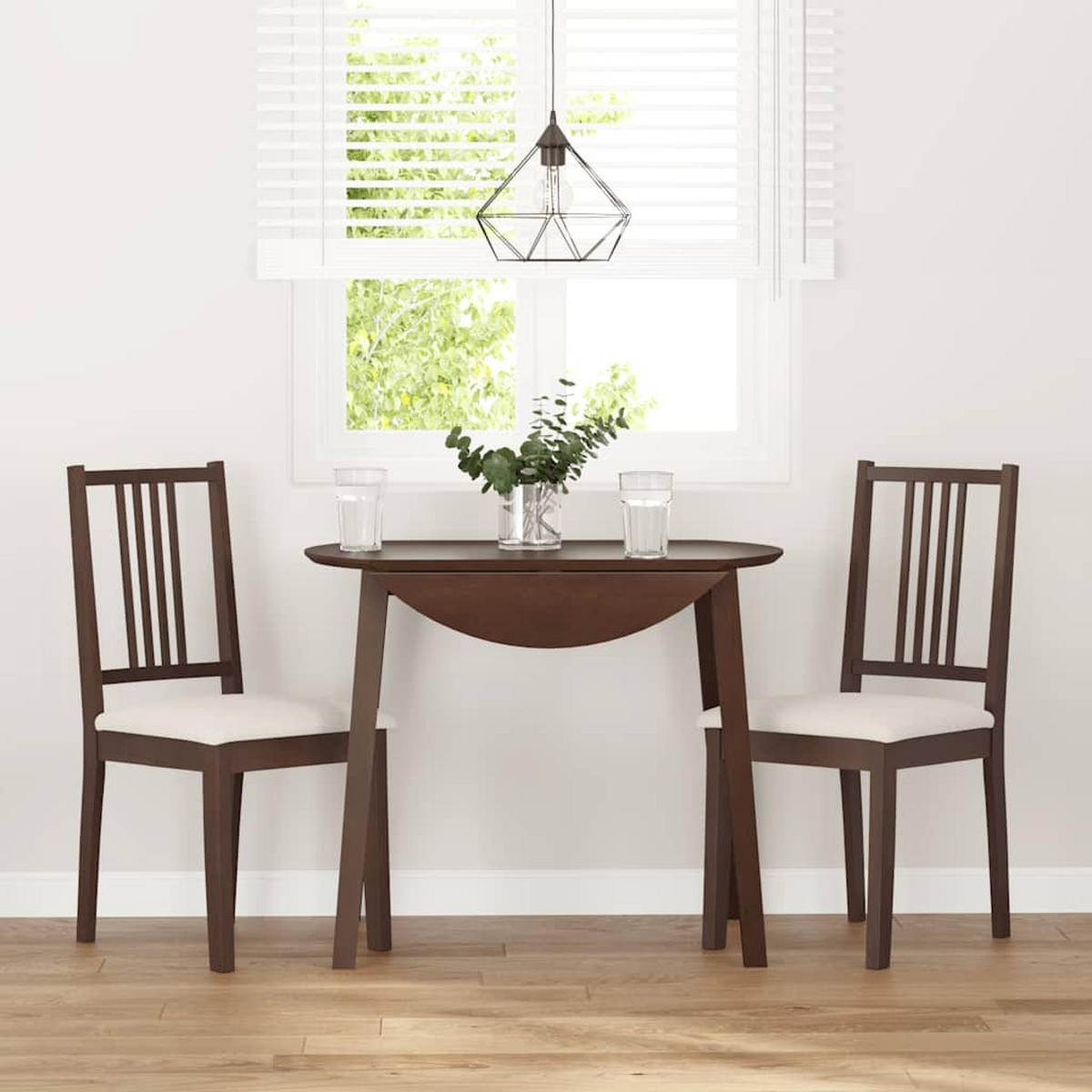 ESSZIMMERSTÜHLE mit Kissen 2 Stk. Braun Massivholz Gummibaum 40*47.5*89cm - Braun/Weiß, Holz (40/89/47.5cm) - ZMH