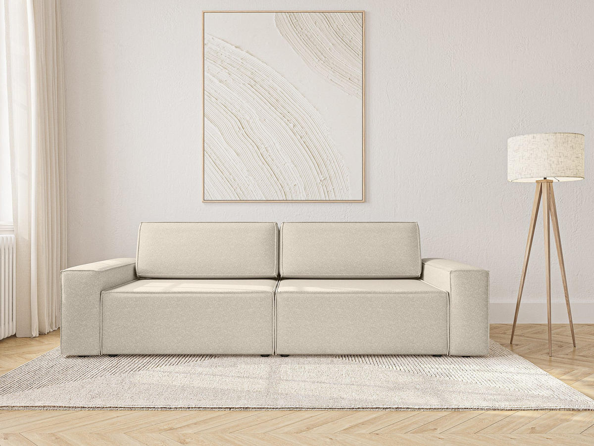 SOFA Lummo Mi mit Schlaffunktion, Beige - Beige, Textil (246/70/185cm) - Fedve