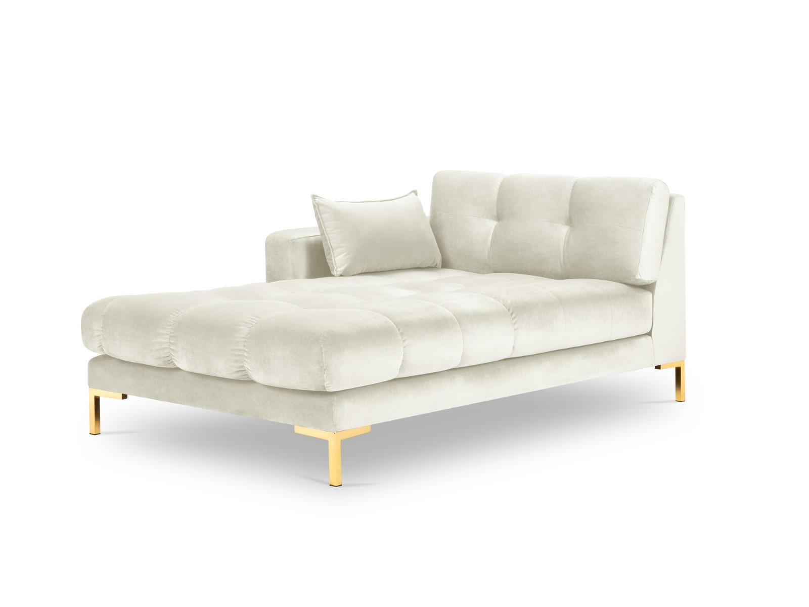 CHAISELONGUE links Mamaia aus Samt leichtes beige - Creme, Textil (102/75/185cm) - Micadoni
