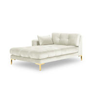 CHAISELONGUE links Mamaia aus Samt leichtes beige - Creme, Textil (102/75/185cm) - Micadoni