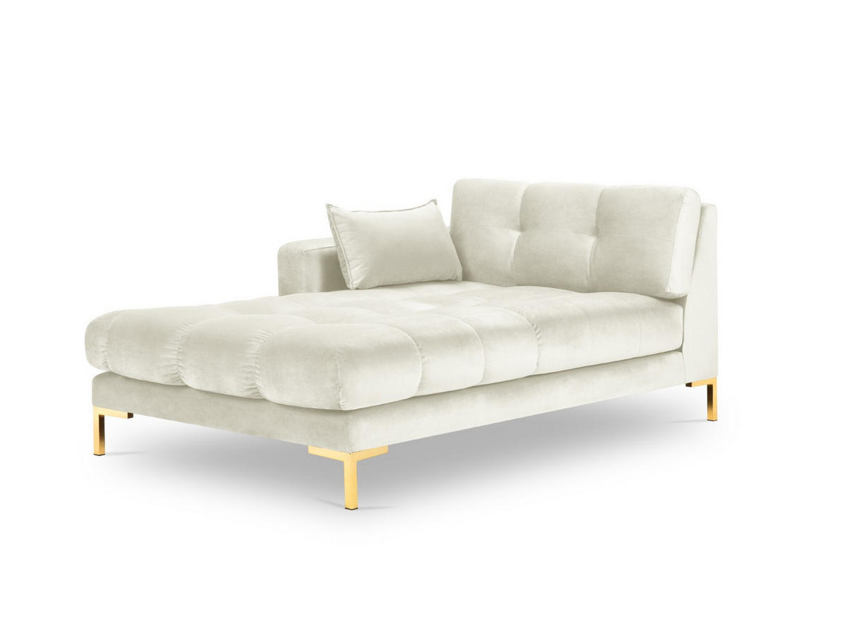 CHAISELONGUE links Mamaia aus Samt leichtes beige - Creme, Textil (102/75/185cm) - Micadoni