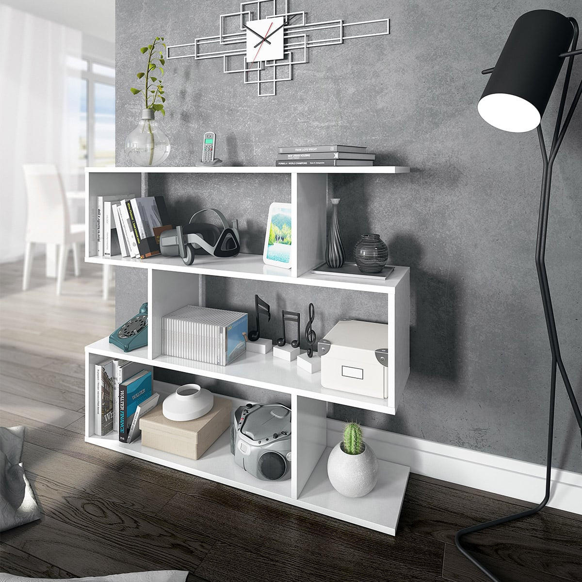 REGAL mit 3 Ebenen L110 cm - Athena - Weiß, Holzwerkstoff (24/97/110cm) - Calicosy