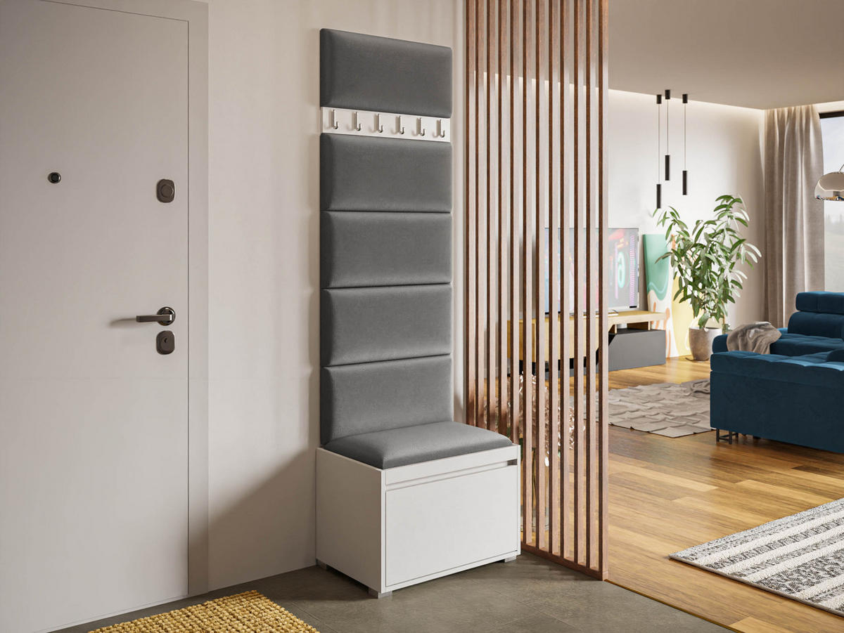 GARDEROBEN-SET Grawis 60 IV - Silberfarben/Grau, Holzwerkstoff/Kunststoff (64.5/45/34cm) - MIRJAN24