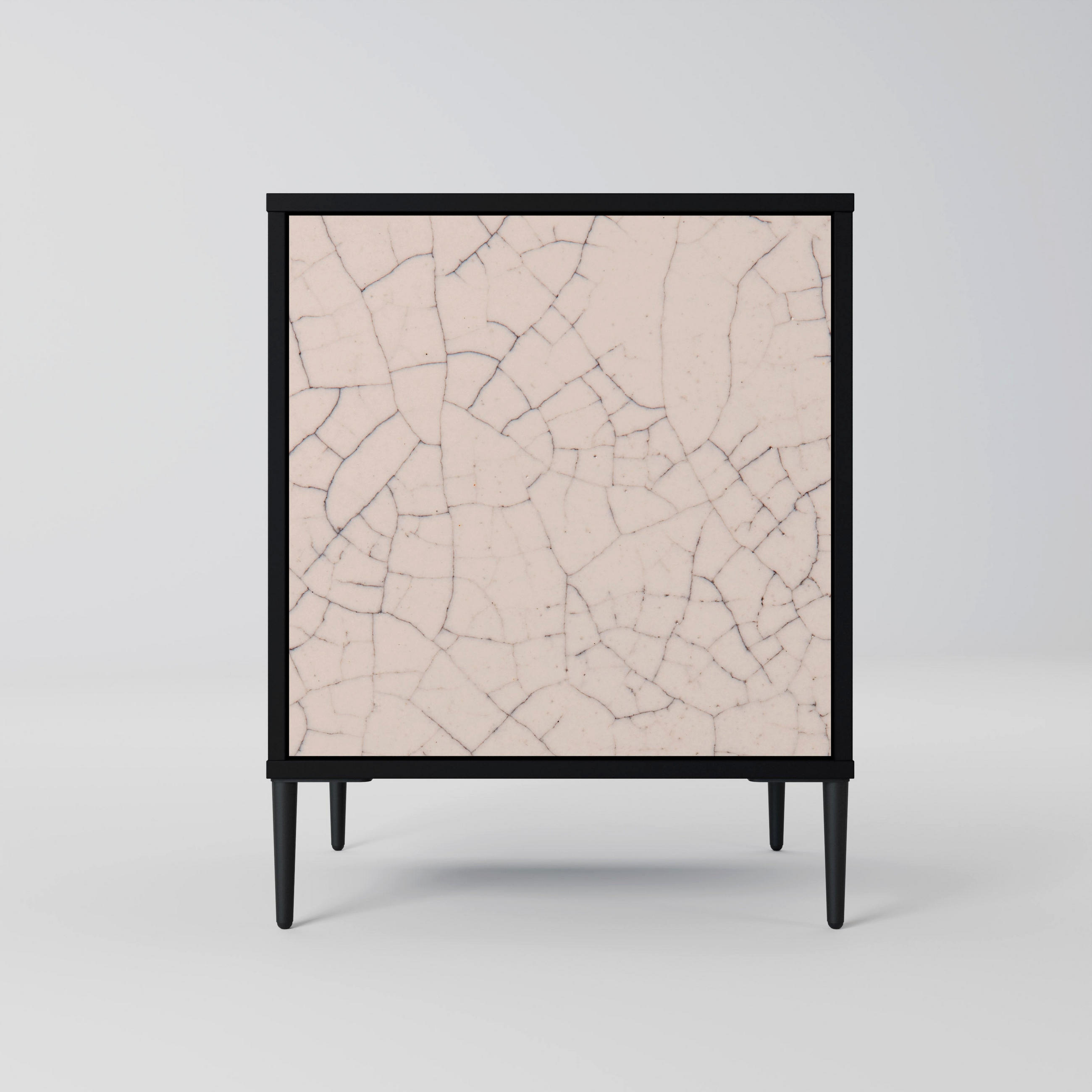 SIDEBOARD CERAMIC TEXTURE, Schwarz, 57,5x42x72,5 cm, Schwarze Metallfüße - Multicolor/Schwarz, Holzwerkstoff/Metall (57.5/72.5/42cm) - SpaceRebels