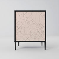 SIDEBOARD CERAMIC TEXTURE, Schwarz, 57,5x42x72,5 cm, Schwarze Metallfüße - Multicolor/Schwarz, Holzwerkstoff/Metall (57.5/72.5/42cm) - SpaceRebels