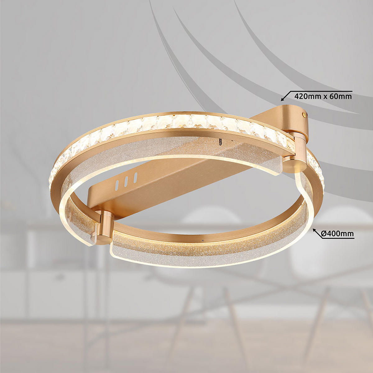 LED DECKENLEUCHTE Metall Gold - Goldfarben, Metall (40/40/10cm) - Globo Lighting