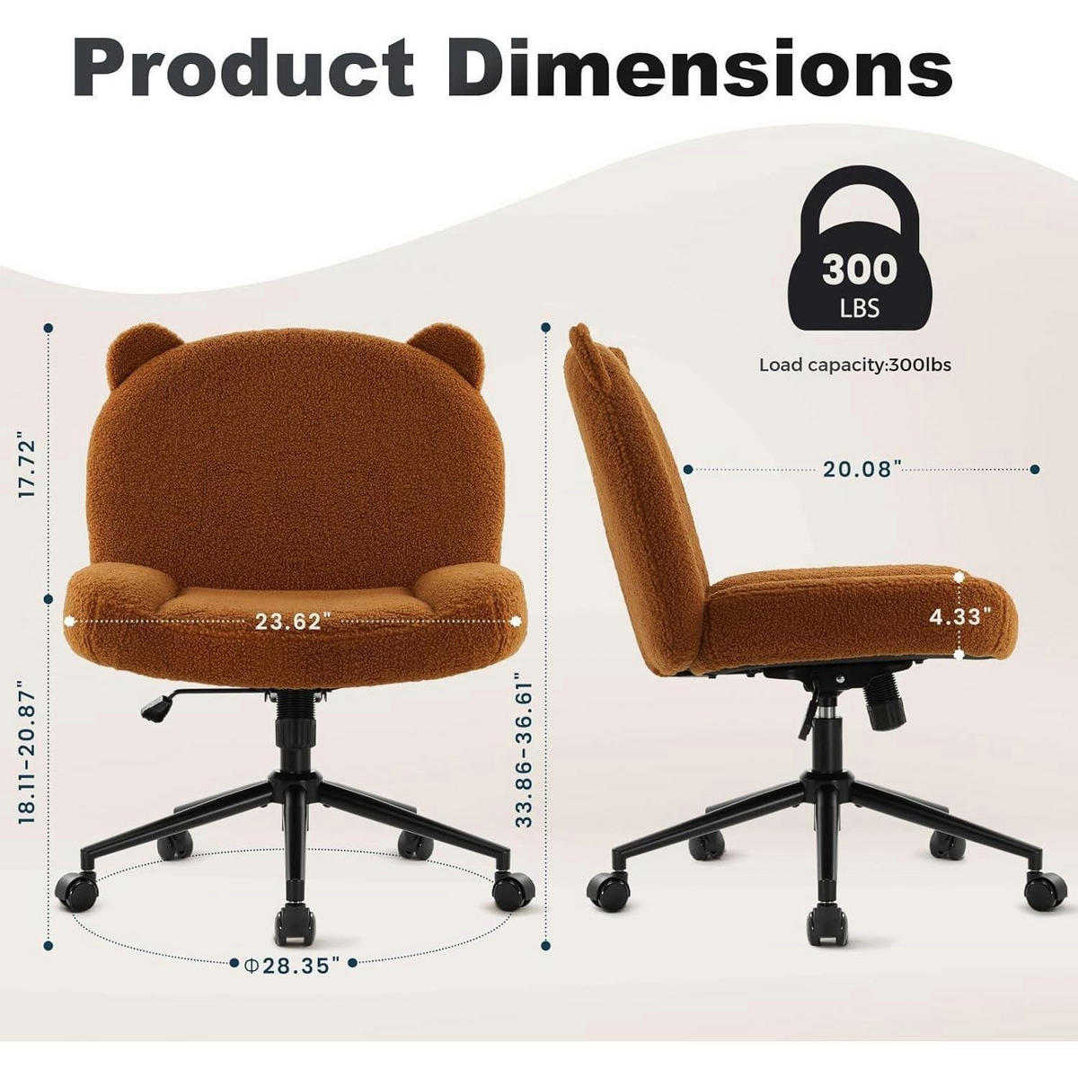 BÜROSTUHL ohne Armlehnen Braun mit Rollen - Braun, Textil (62/85/49.5cm)