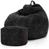 XXL-SITZSACK 2er Set + Pouf - Cordstoff - Schwarz, Textil (90/110/90cm) - Green Bean