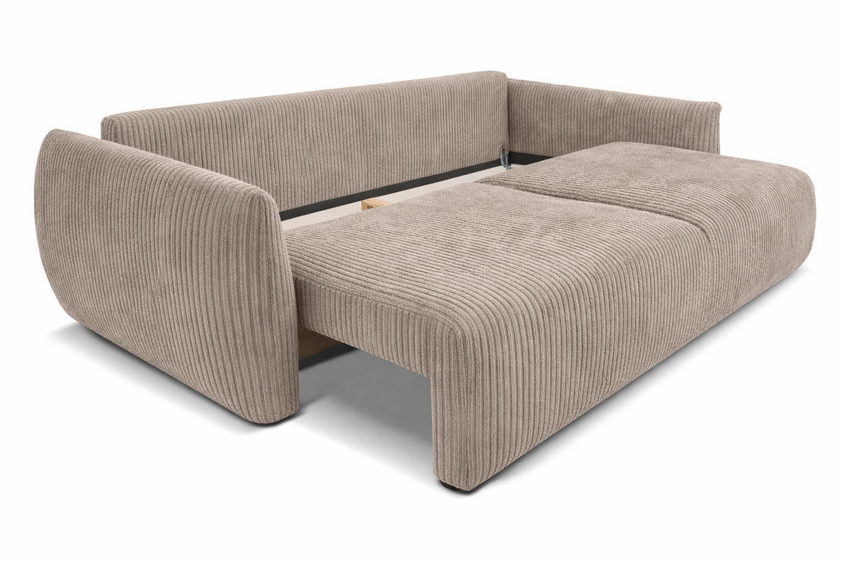 SOFA Mit Schlaffunktion Und Bettkasten, Cordstoff Poso, Dunkelbeige, Zephira - Beige, Holz (238/87/102cm) - Kaiser Möbel