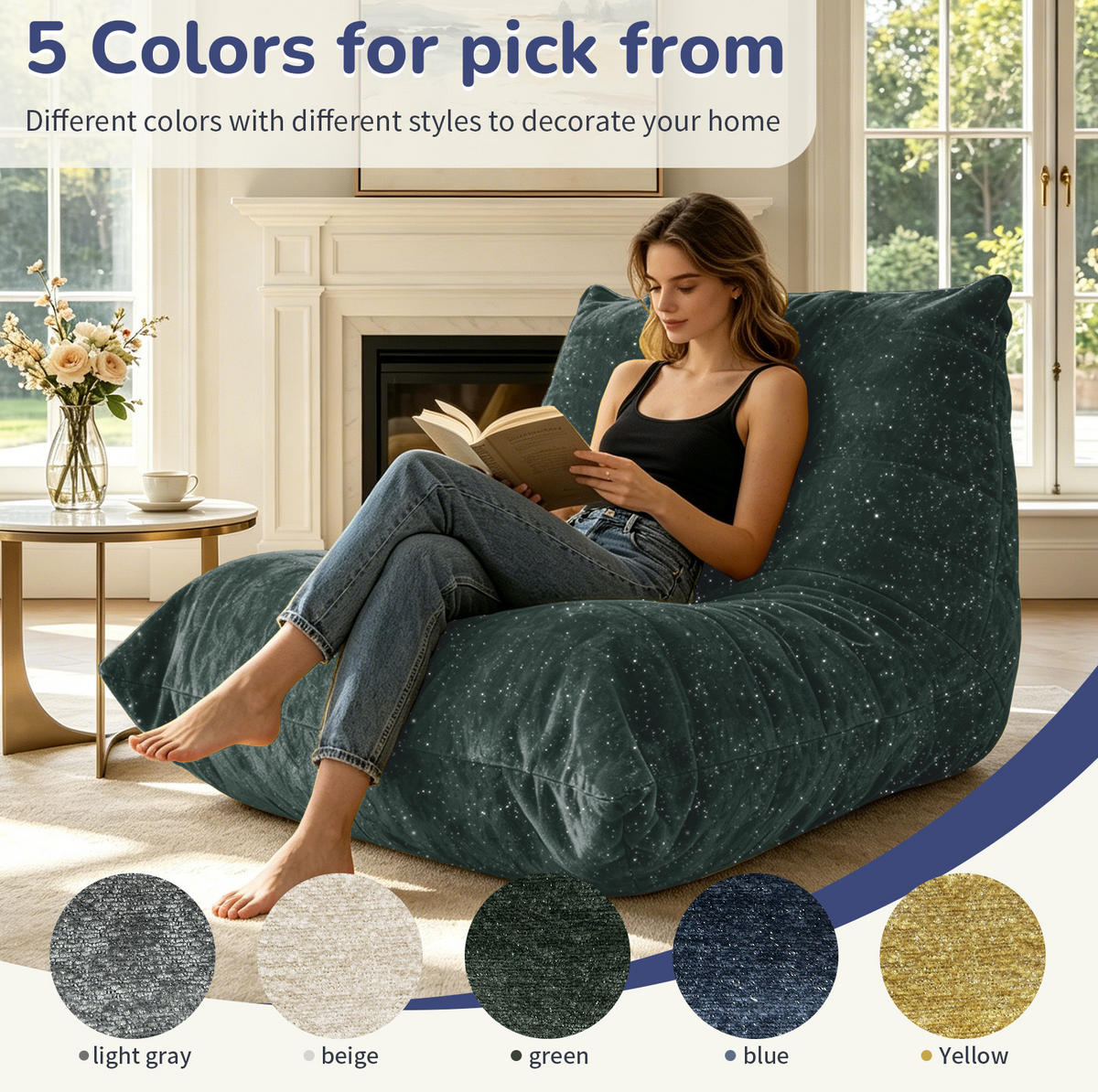 SITZSACK in Caterpillar-Optik Grün Flanellstoff - Grün, Kunststoff (100/80/90cm) - Meubliv