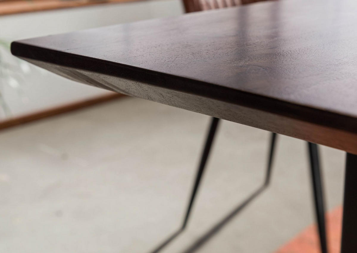 ESSTISCH Akazie 140x90 grau lackiert / U-Beine anth. matt SWISS EDGE - Anthrazit/Grau, Holz (140/90/76cm) - Massivmoebel24