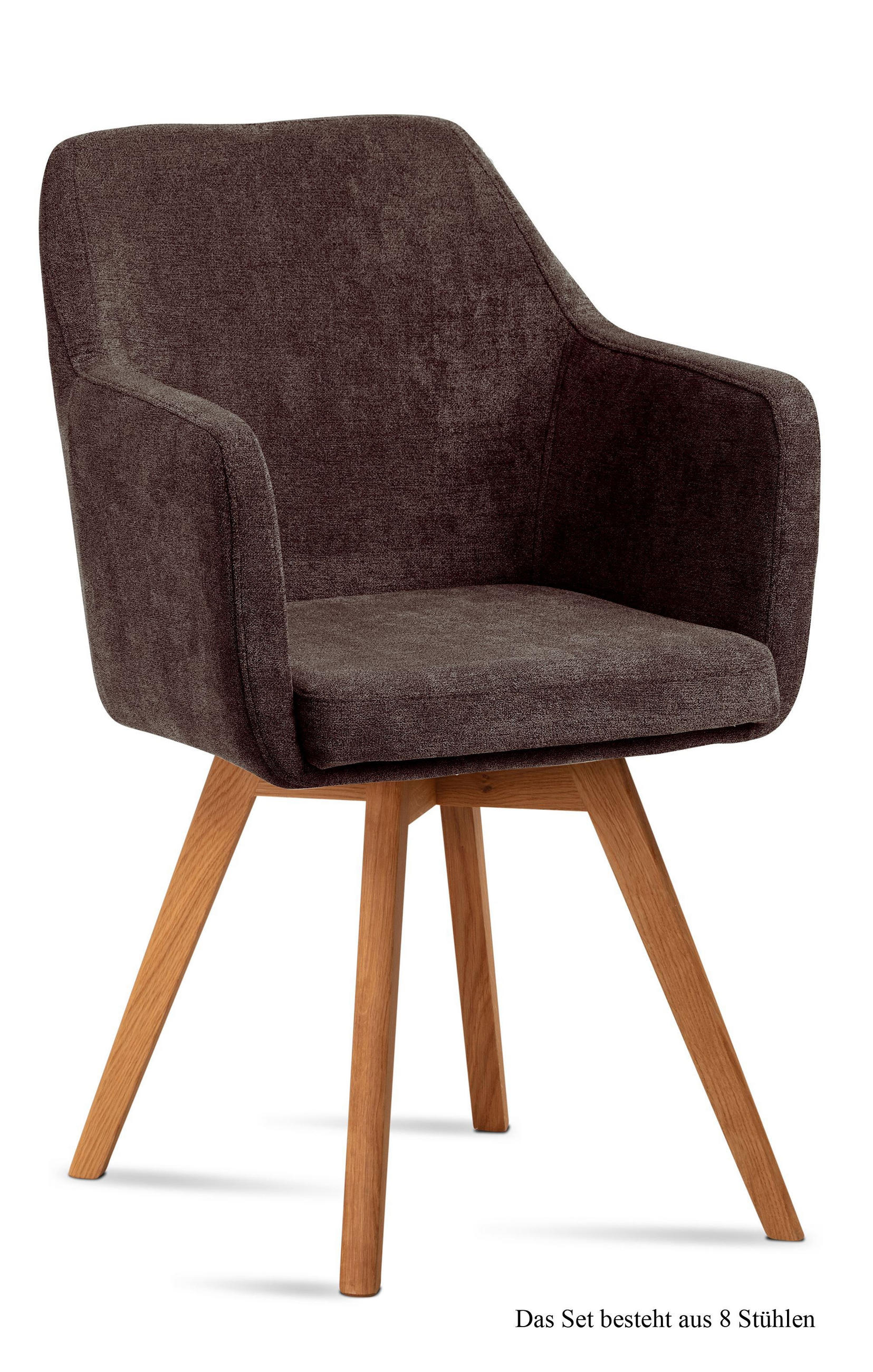 ARMLEHNSTUHL (8er-Set) Dolli 57x87x60 Eiche geölt/Braun - Eichefarben/Braun, Kunststoff (60/87/57cm) - 58aufmkessel