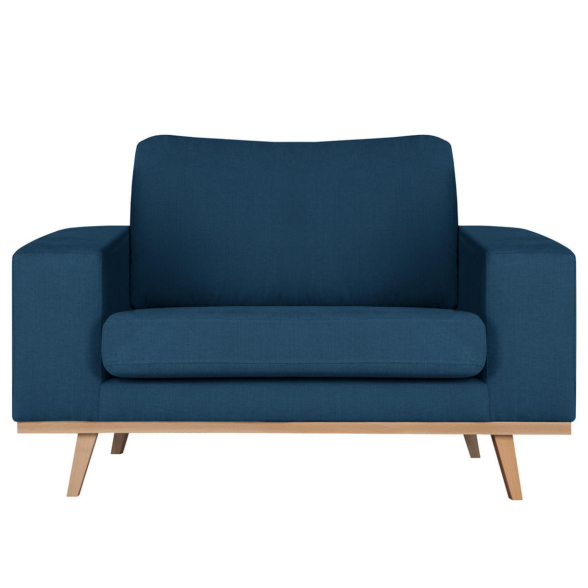 SESSEL - Blau/Buchefarben, Textil (122/81/88cm) - home24