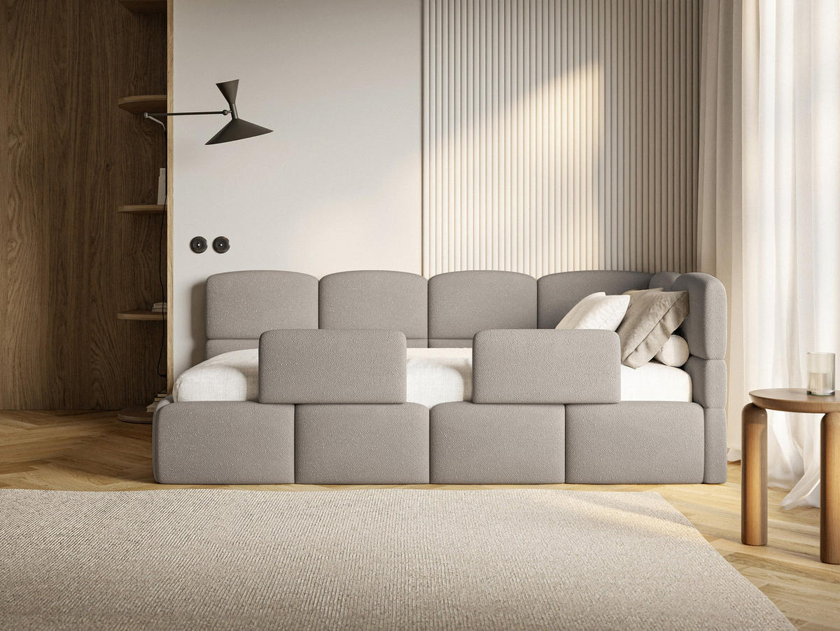 KINDERBETT Cloudy Hellbraun 120 cm, Chenille - Hellbraun/Schwarz, Kunststoff/Textil (120/200cm) - Selsey