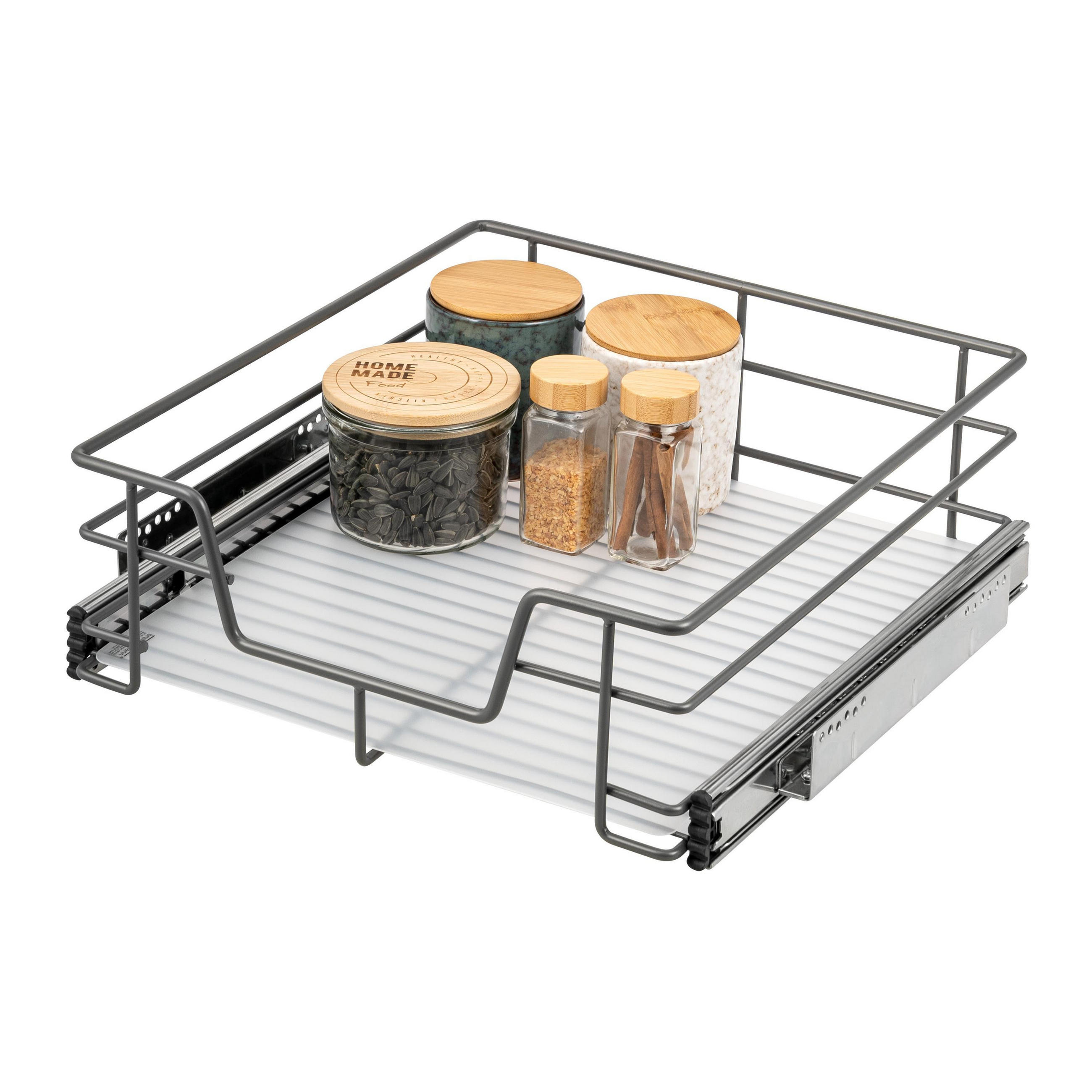 TELESKOPSCHUBLADE 50 cm, Küchenschublade mit Einlegeboden, grau - Grau, Metall (47/14/44cm) - bremermann