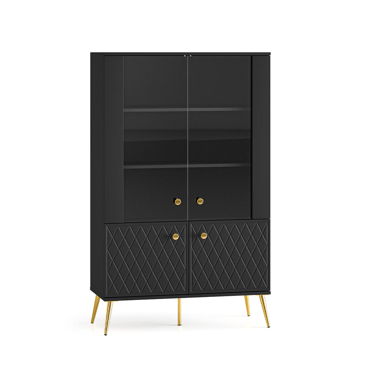 VITRÍNA Manoé Černá - černá, kompozitní dřevo (92/149/40cm) - Petits-meubles