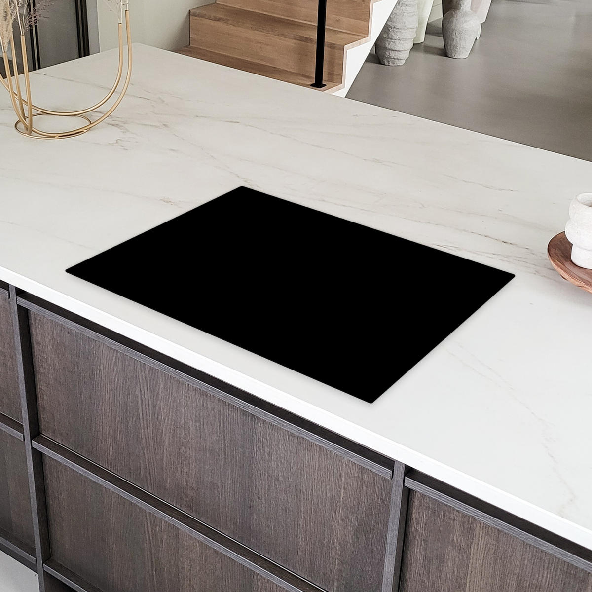 HERDABDECKPLATTE Schwarz - Einfarbig 77x51 cm - Schwarz, Kunststoff (77/0.2/51cm) - MuchoWow