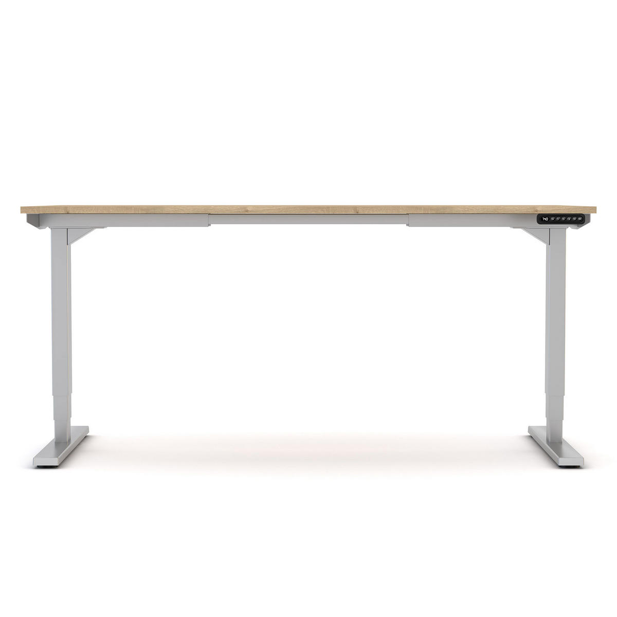 SCHREIBTISCH Elektrisch höhenverstellbarer Schreibtisch Y-Line Eiche Natura Weißaluminium 180/80/62-127cm - Weiß Hochglanz/Silberfarben, Holzwerkstoff/Metall (80/180/127cm) - ASSMANN