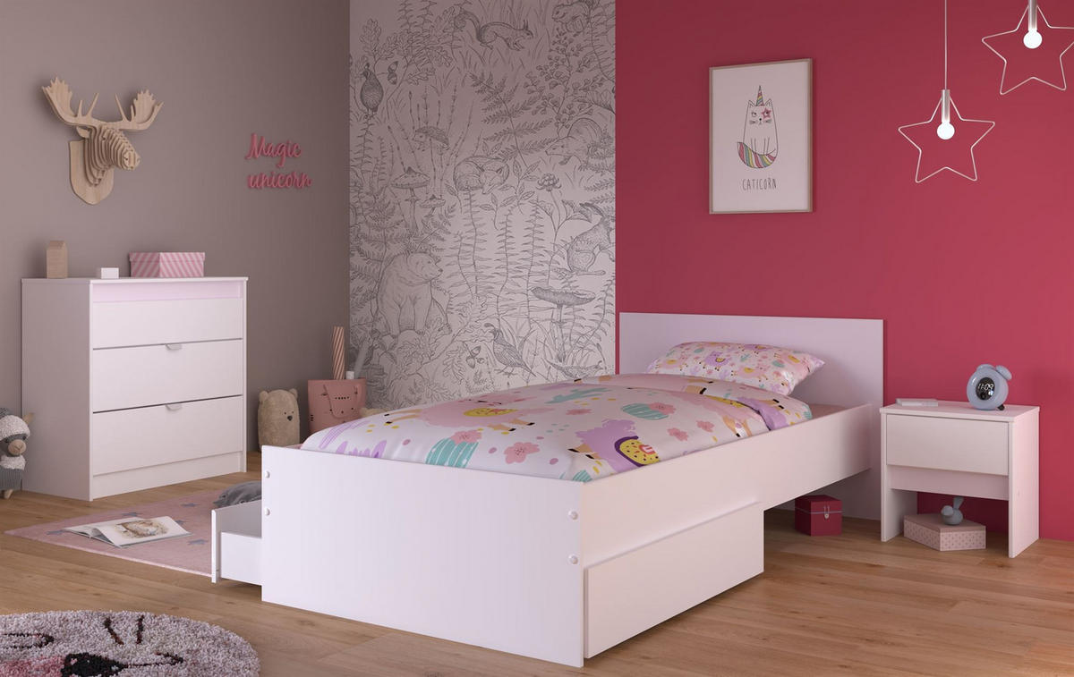 KINDERZIMMER-SET 4-tlg. Parisot Pirouette 26 Holzdekor Weiß - Weiß, Kunststoff (100/1/200cm) - 58aufmkessel
