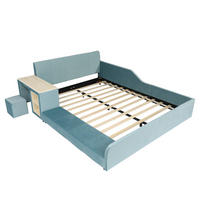 KINDERBETT 140/200 cm DE-02193, in Blau, mit Schreibtisch und Hocker - Blau, Holzwerkstoff (140/200cm) - ComfortXL
