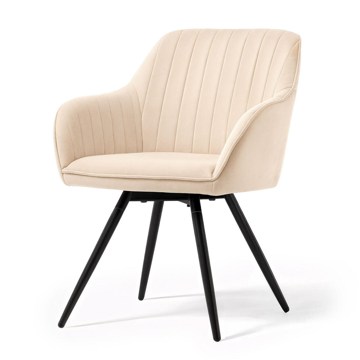 DREHSTUHL 4er-SET Beige, Schwarz 55/83/58 - Beige/Schwarz, Textil (55/83/58cm) - RAUMHIRSCH FURNITURE