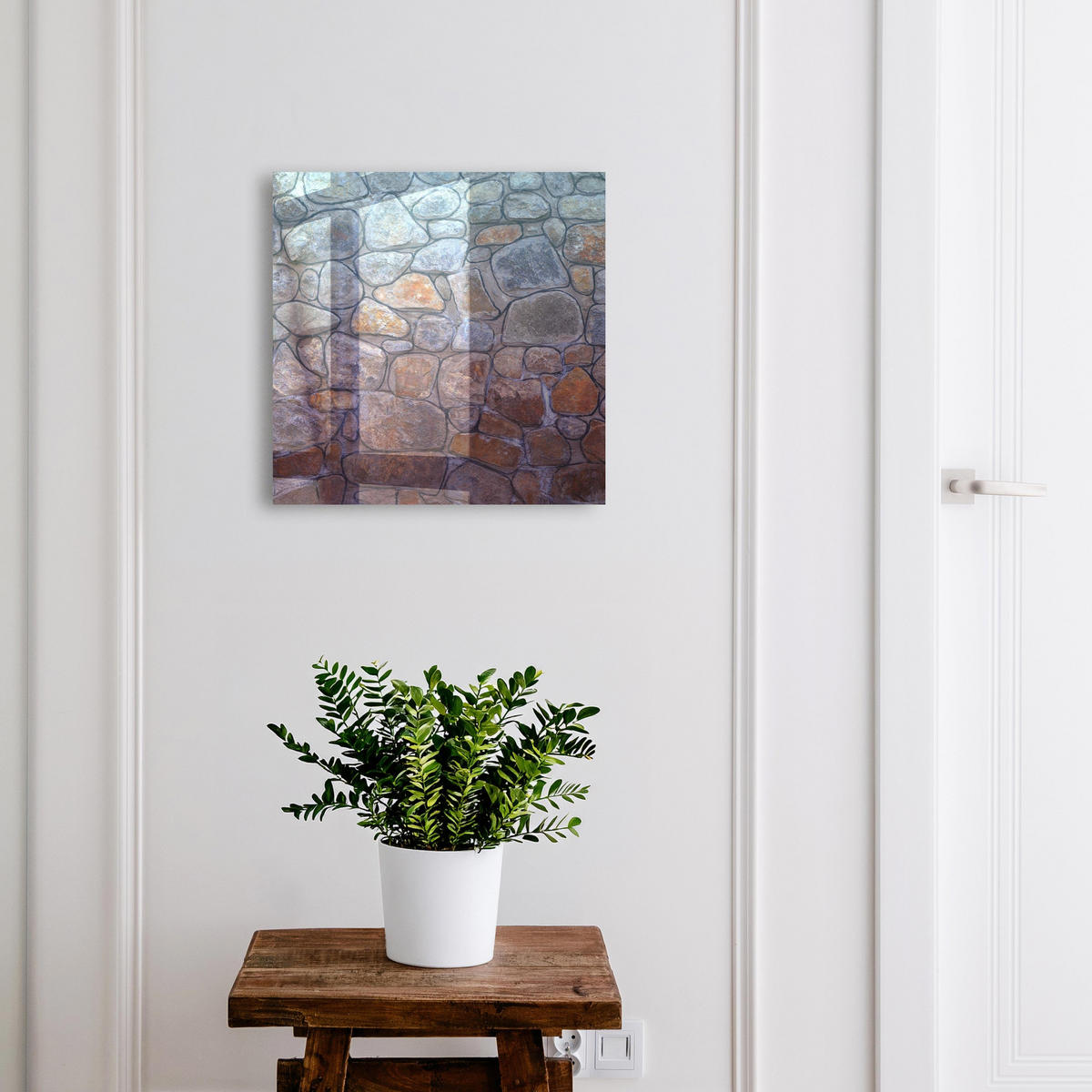 SCHLÜSSELBOX Schwarz 30x30 cm- Türöffnung nach rechts - Steintextur - Blaugrau, Metall (30/30/5cm) - TULUP