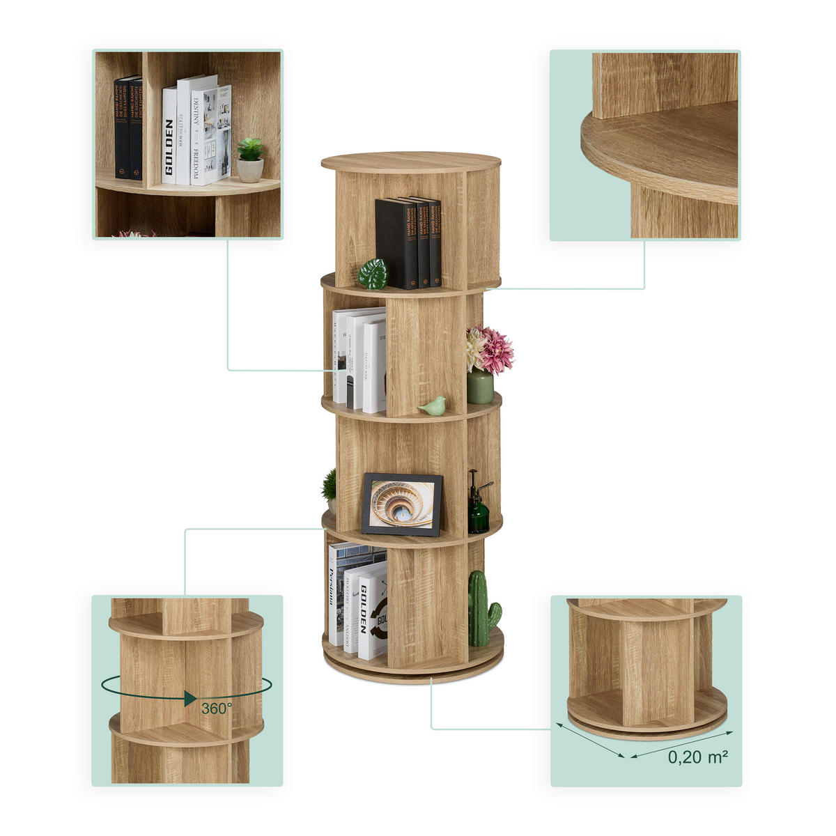 BÜCHERREGAL - Hellbraun, Holzwerkstoff/Metall (50/137/50cm) - Relaxdays