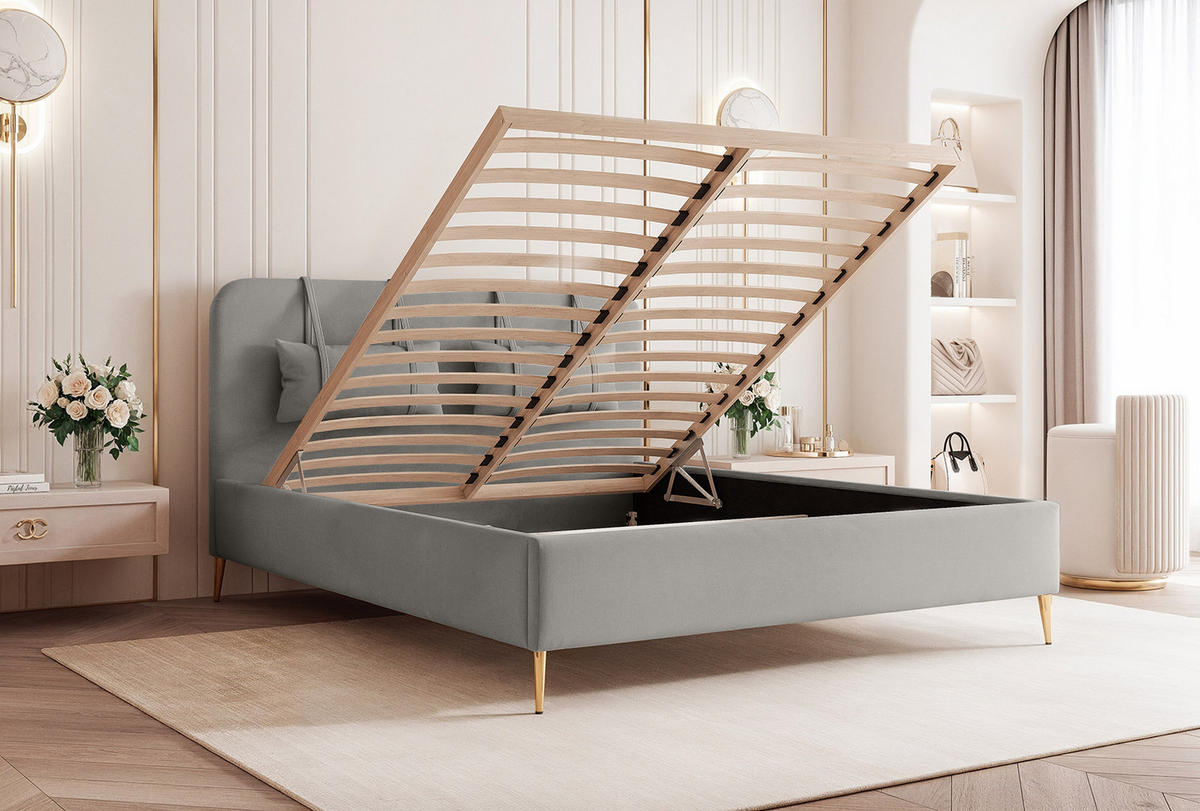 POLSTERBETT Rexal 140x200 cm, Grau - Grau, Textil (200/140cm) - Fedve