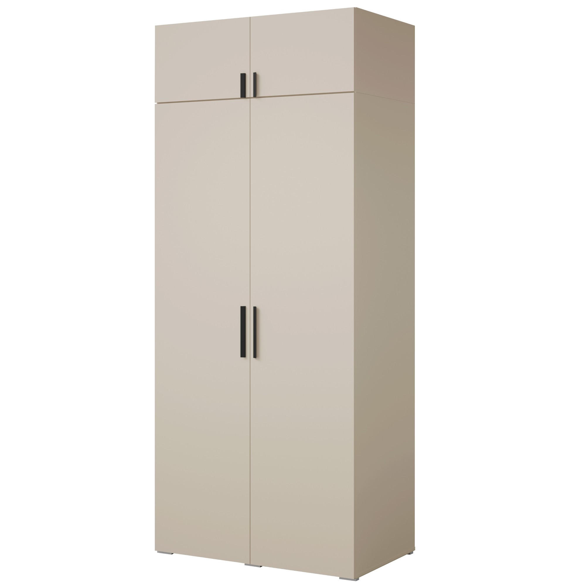 DREHTÜRENSCHRANK mit Aufsatz Napoli 2D 100 Kaschmir (schwarzer oder goldener Griff) - Kaschmir/Silberfarben, Holzwerkstoff/Kunststoff (100/35/60cm) - mzm24