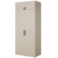 DREHTÜRENSCHRANK mit Aufsatz Napoli 2D 100 Kaschmir (schwarzer oder goldener Griff) - Kaschmir/Silberfarben, Holzwerkstoff/Kunststoff (100/35/60cm) - mzm24