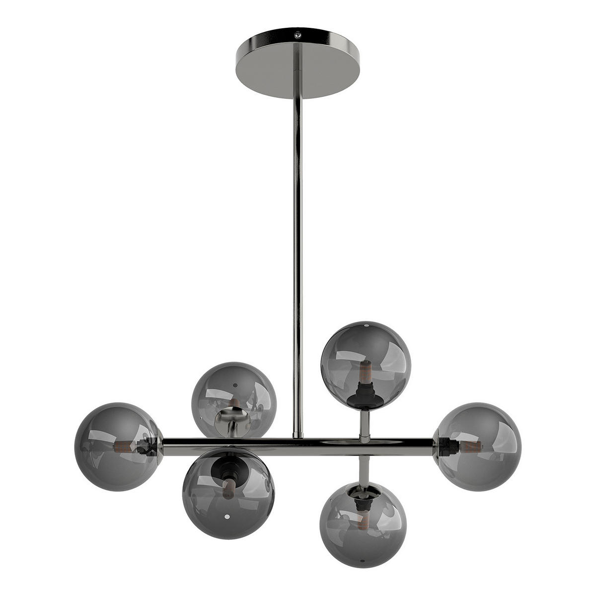 DECKENLEUCHTE - Metall / Glas - 6-flammig - Transparent/Grau, Glas/Metall (33/60/70cm) - home24
